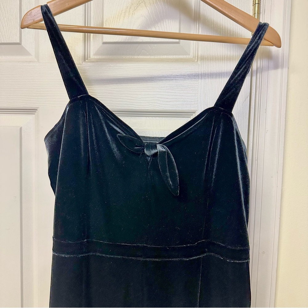 Abercrombie & Fitch Velvet Jumpsuit Black Bow Pockets Women’s Large